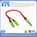 High quality 3.5mm Audio Y cable Splitter 2 female to 1 male audio adapter cable